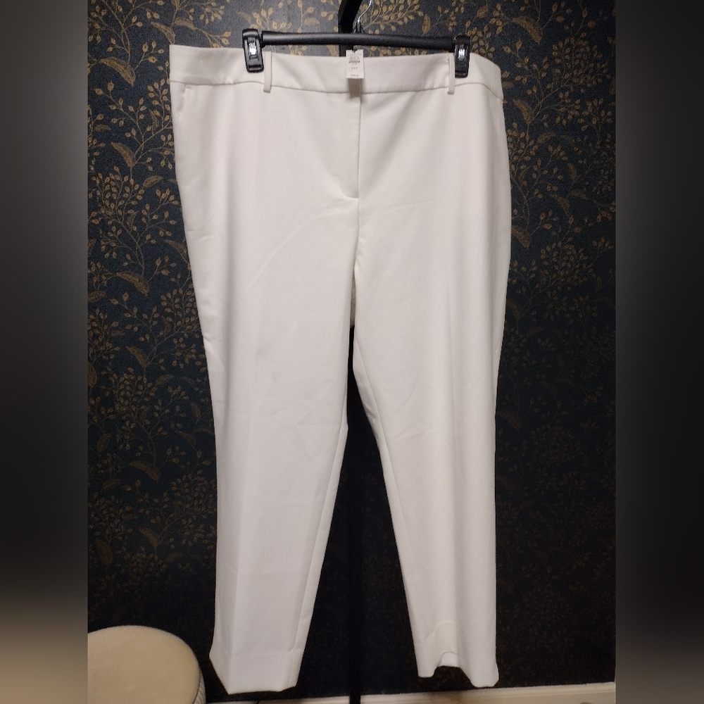 Talbots White Cropped Ankle Pants - Tailored Straight Leg